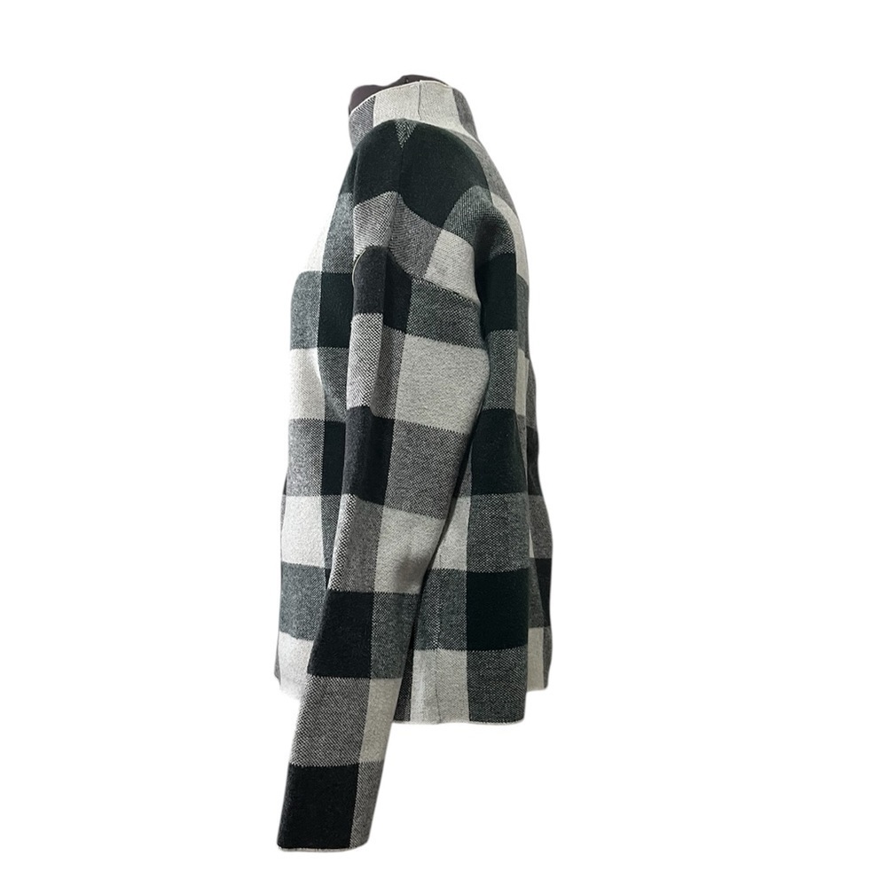 Tahari Mock Funnel Neck Checkered Green/Cream/Black Turtleneck Sweater Size S - Picture 5 of 15